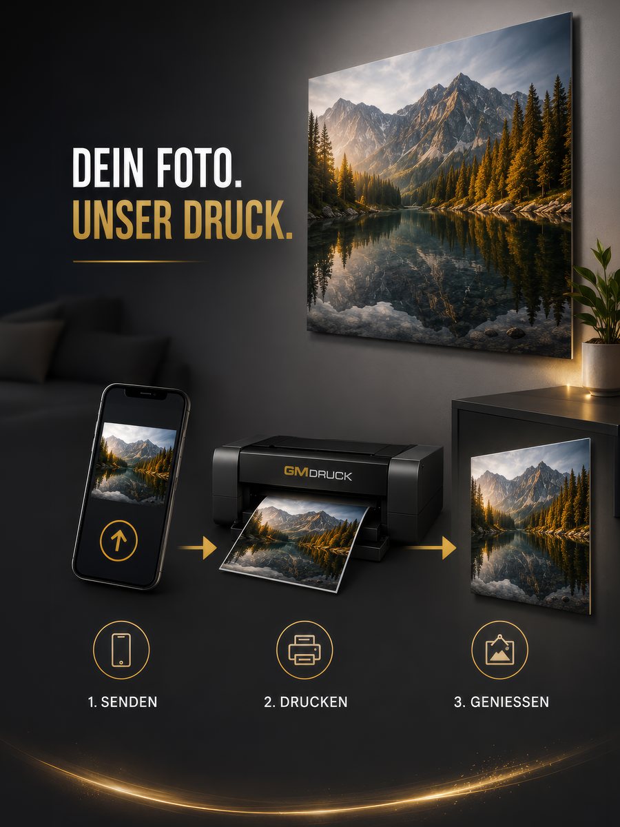 Dein Foto, dein Design — auf Premium-Materialien gedruckt